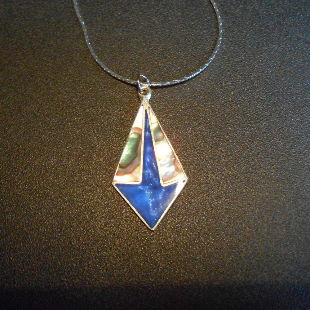 Silver and Abalone Necklace -22" Chain